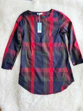 Cupshe Women's Long Sleeve Plaid Tunic Shift Dress with Front Pockets